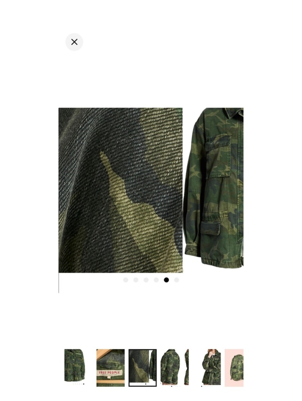 Free People Camouflage Utility Jacket in Size Large - Picture 5 of 7